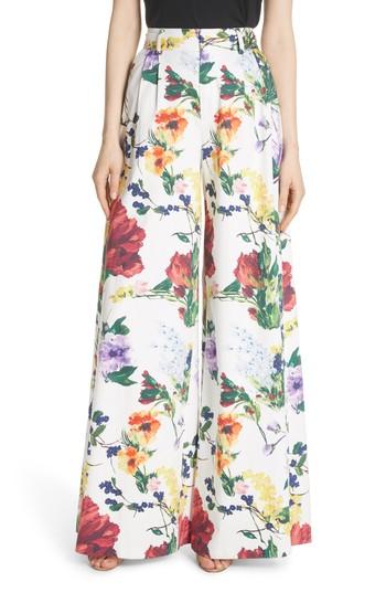 Women's Alice + Olivia Dustin Floral Flared Pants - White