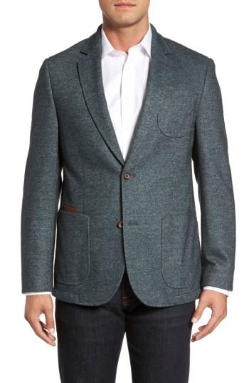 Men's Flynt Classic Fit Suede Trim Jersey Sport Coat L - Brown