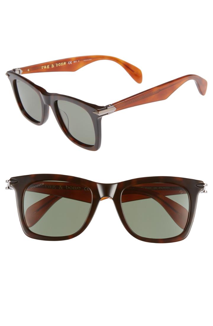 Men's Rag & Bone 51mm Polarized Sunglasses - Dark Havana