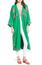 Women's Topshop Floral Kimono Us (fits Like 0-2) - Green