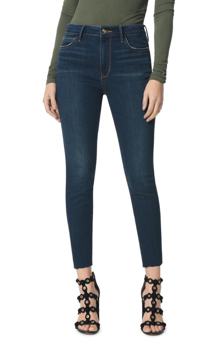 Women's Sam Edelman The Stiletto High Waist Raw Hem Crop Skinny Jeans - Blue