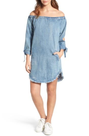 Women's Billy T Slit Sleeve Denim Dress - Blue