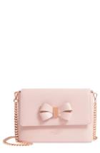 Ted Baker London Bowii Bow Mini Bark Leather Crossbody Bag - Pink