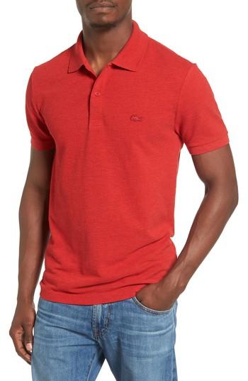 Men's Lacoste Slub Pique Polo (l) - Red