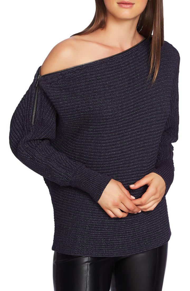 Women's 1.state Convertible Zip Neckline Sweater, Size - Blue