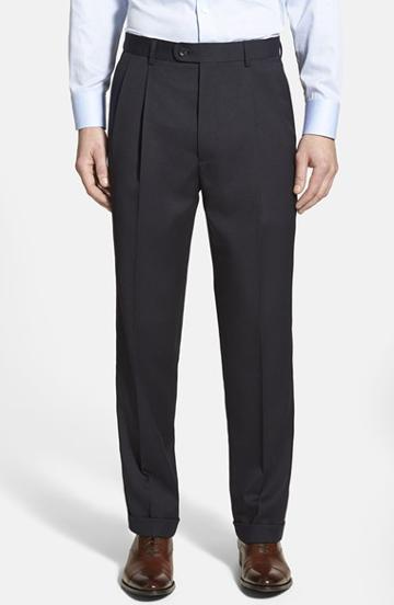 Men's Linea Naturale Pleated Wool Dress Pants R - Blue