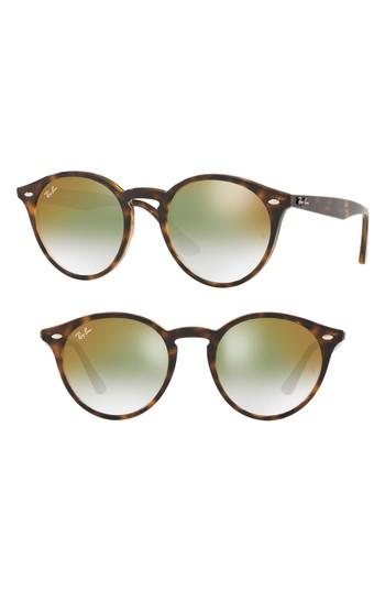 Women's Ray-ban Highstreet 51mm Round Sunglasses - Havana Gradient Mirror