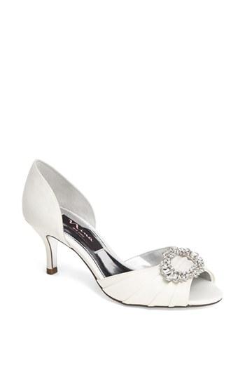 Women's Nina 'crystah' Embellished Satin Pump .5 M - White