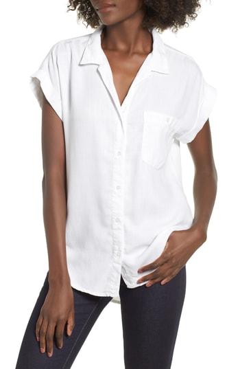 Women's Sp Black Cap Sleeve Shirt - White