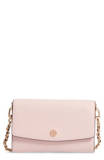 Women's Tory Burch Parker Leather Wallet On A Chain - Black