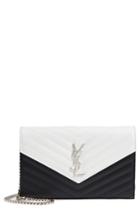 Women's Saint Laurent Quilted Leather Wallet On A Chain - White