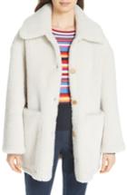 Women's Tory Burch Oliver Genuine Shearling Coat - Ivory