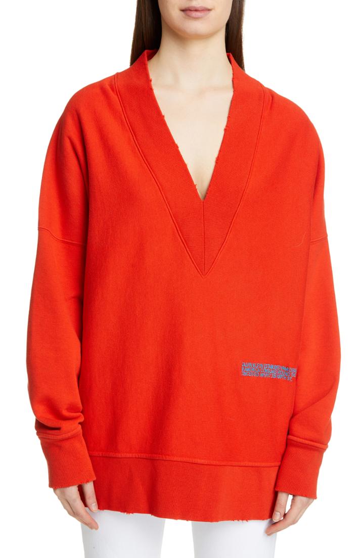 Women's Calvin Klein 205w39nyc Embroidered Logo Sweatshirt - Orange