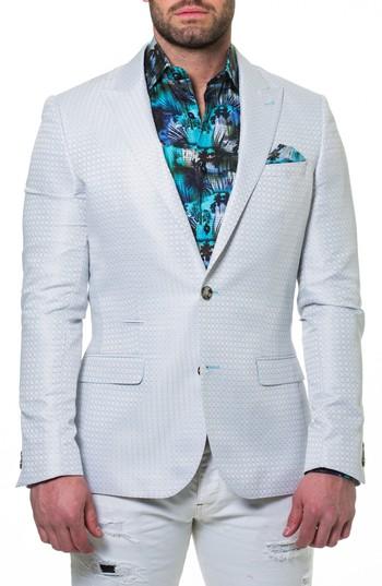Men's Maceoo Elegance Miami Jacquard Sport Coat (s) - White