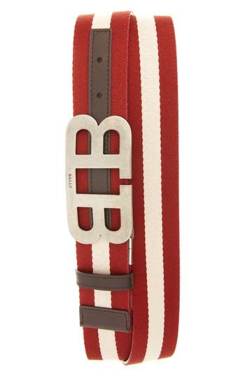 Men's Bally Mirror Buckle Reversible Belt - Chocolate/ Red/ Beige