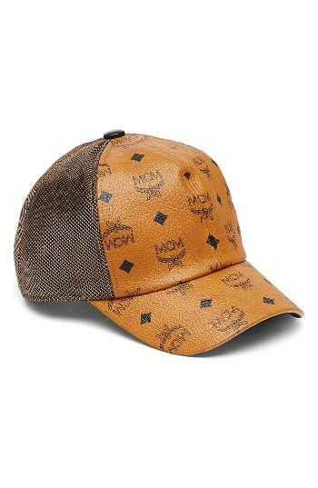 Women's Mcm Visetos Logo Baseball Cap - Brown