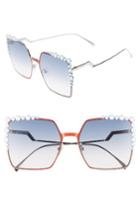 Women's Fendi 60mm Gradient Square Cat Eye Sunglasses - Orange