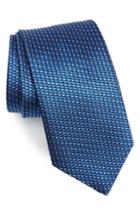 Men's David Donahue Geometric Print Silk Tie, Size - Blue