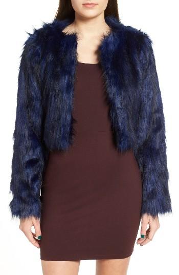 Women's Fire Faux Fur Jacket - Blue