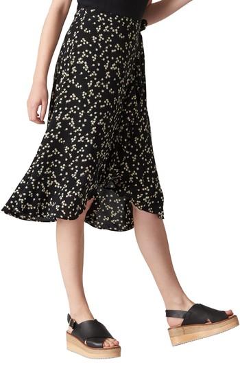Women's Whistles Print Frill Wrap Skirt - Black