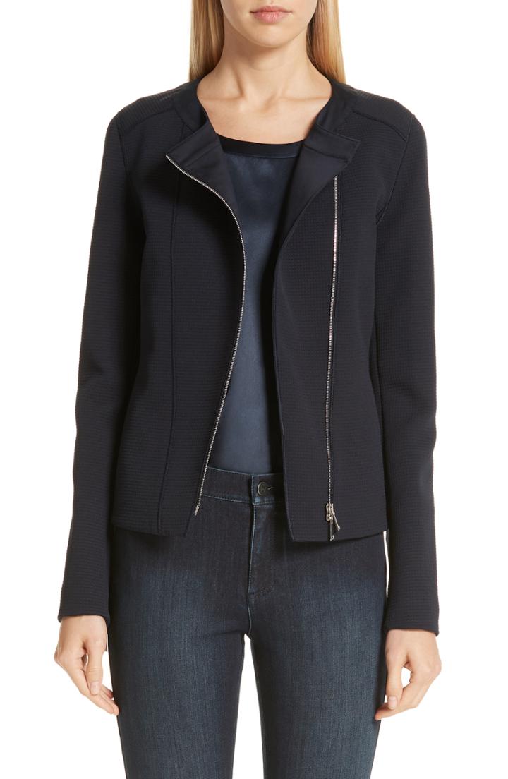 Women's Lafayette 148 New York Trista Moto Jacket - Blue