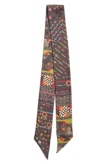 Women's Salvatore Ferragamo Geometries Silk Skinny Scarf, Size - Grey