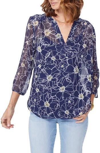 Women's Nydj Chiffon Split Neck Blouse