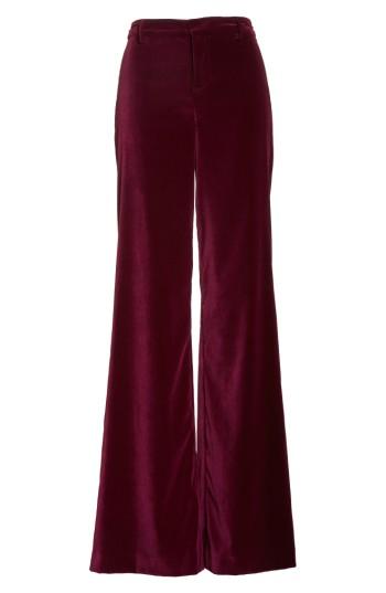 Women's Alice + Olivia Paulette Velvet Tuxedo Pants - Burgundy