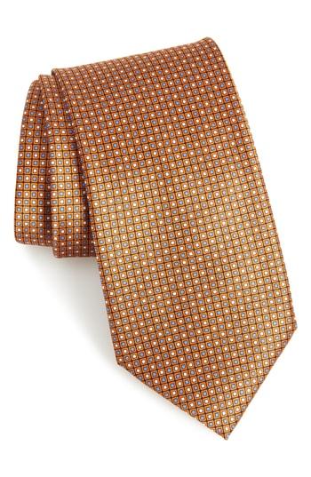 Men's Brioni Dot Silk Tie, Size - Orange