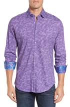 Men's Stone Rose Slim Fit Wavy Diamond Print Sport Shirt (m) - Pink