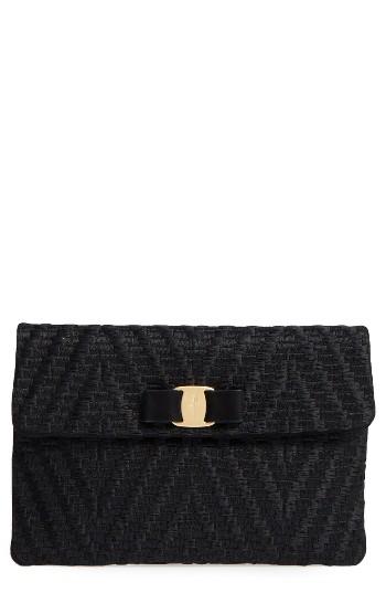 Salvatore Ferragamo Vara Bow Leather Clutch -