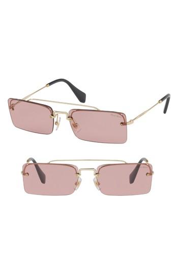Women's Miu Miu Socit 58mm Square Sunglasses - Gold/ Violet Solid