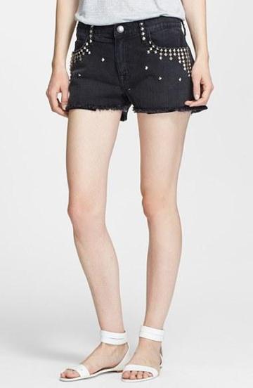 Current/elliott 'the Boyfriend' Studded Shorts Black W/ Studs
