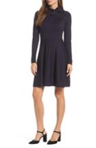 Women's Eliza J Tie Neck Fit & Flare Dress, Size - Blue