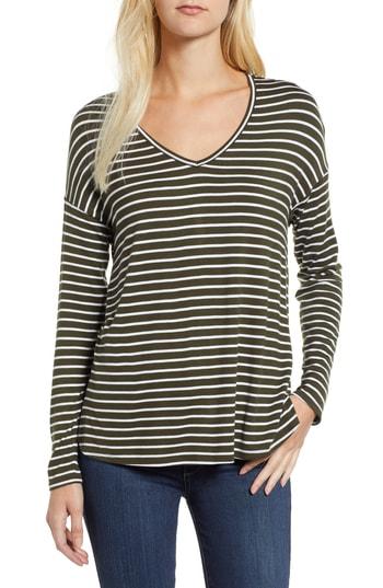 Women's Gibson V-neck Stripe Top - Ivory