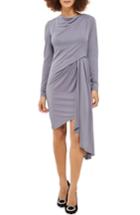 Women's Topshop Asymmetrical Drape Crepe Dress Us (fits Like 0) - Grey