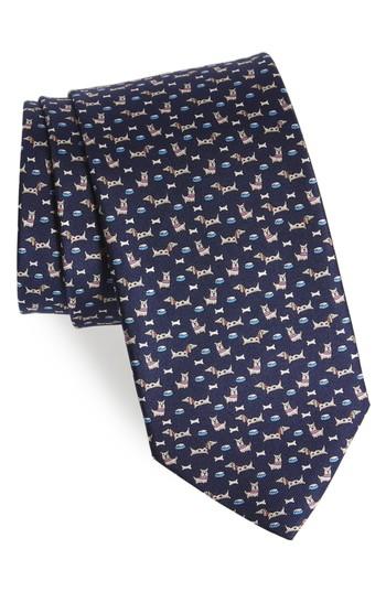 Men's Salvatore Ferragamo Edo Print Silk Tie, Size - Blue