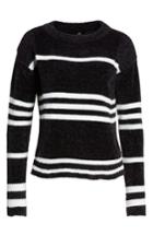 Women's Love By Design Chenille Stripe Knit Sweater - Black