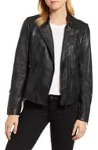 Women's Halogen Zip Racer Leather Jacket, Size - Black