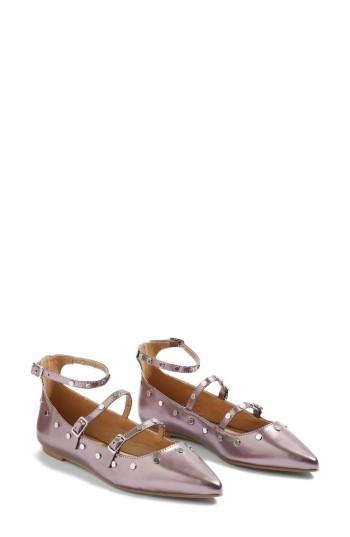 Women's Topshop Arabelle Studded Ankle Wrap Flat .5us / 42eu - Purple