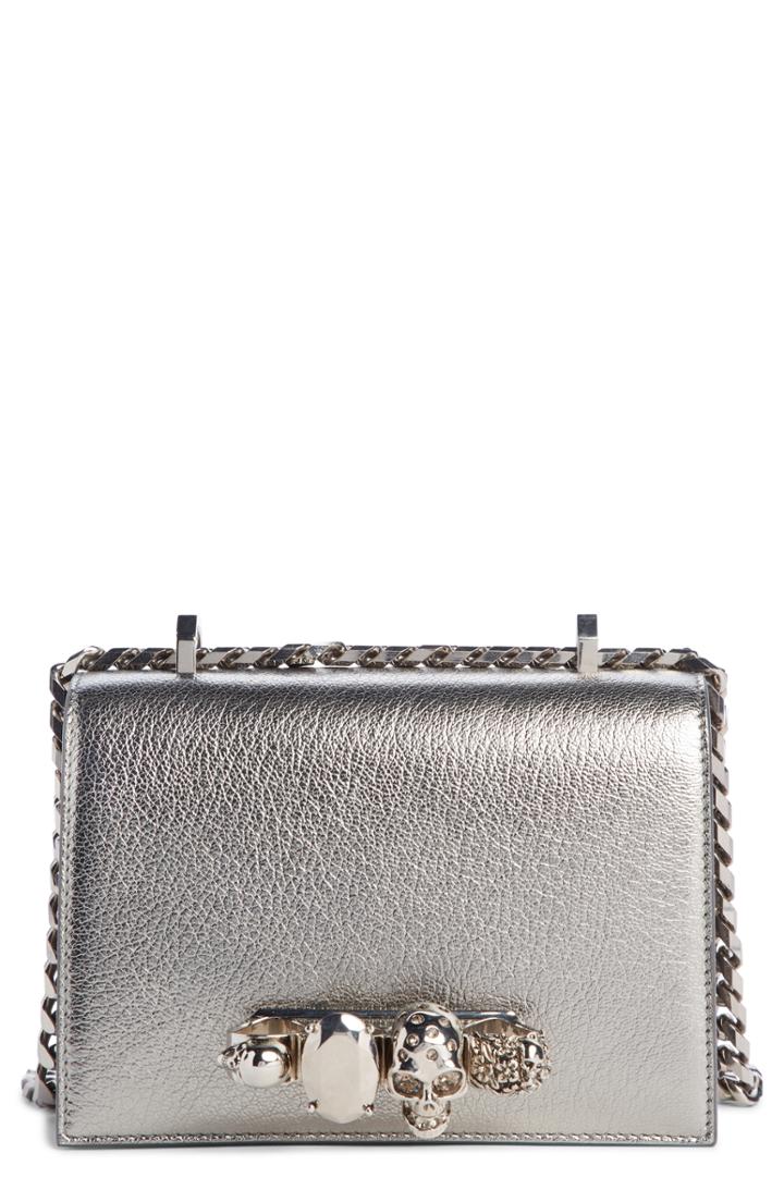Alexander Mcqueen Small Metallic Leather Crossbody Bag - Metallic