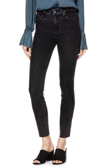 Women's Paige Margot High Waist Raw Hem Ankle Skinny Jeans - Black