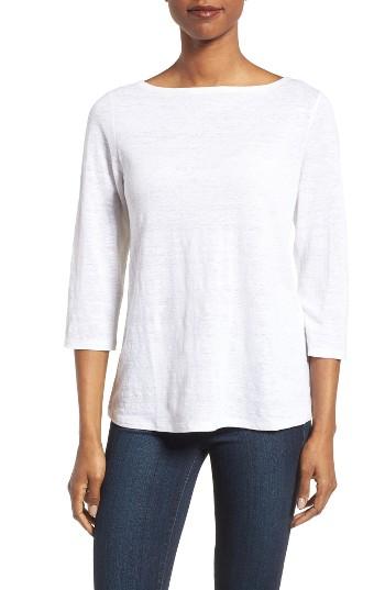 Women's Eileen Fisher Organic Linen Bateau Neck Top - White