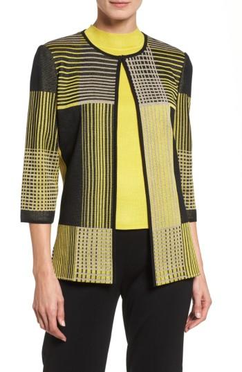 Women's Ming Wang Patchwork Knit Jacket - Black