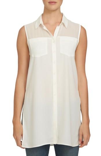 Women's 1.state Sheer Yoke Sleeveless Tunic - Ivory