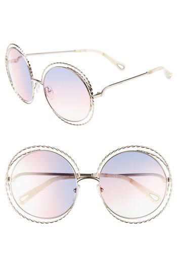 Women's Chloe Carlina Torsade 58mm Round Sunglasses - Gold/ Rainbow