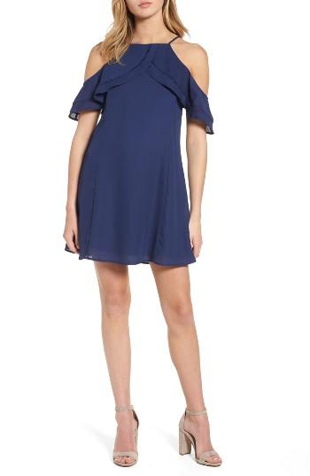 Women's Dee Elly Ruffle Cold Shoulder Dress - Blue