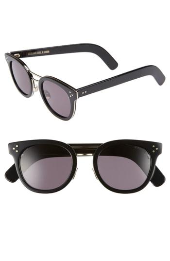 Women's Cutler And Gross 52mm Round Sunglasses - Black/ Gold Metal