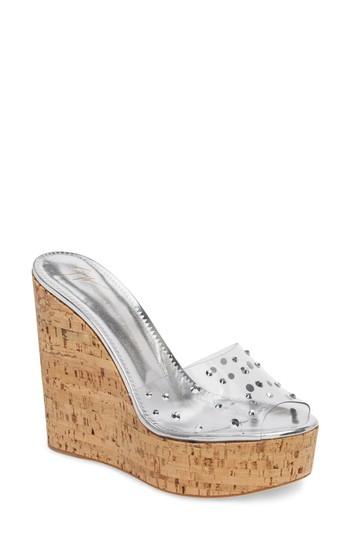 Women's Giuseppe Zanotti Clear Studded Platform Wedge Sandal M - Metallic