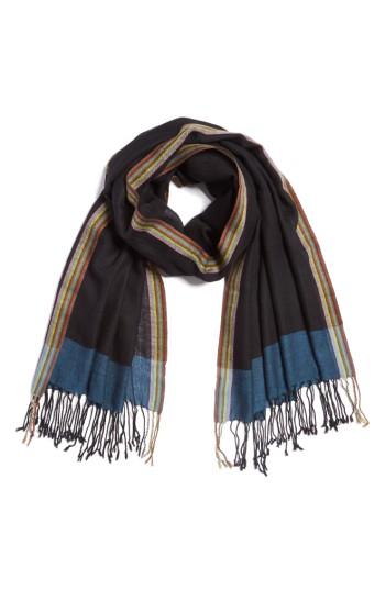 Men's Paul Smith Stripe Herringbone Wool Scarf